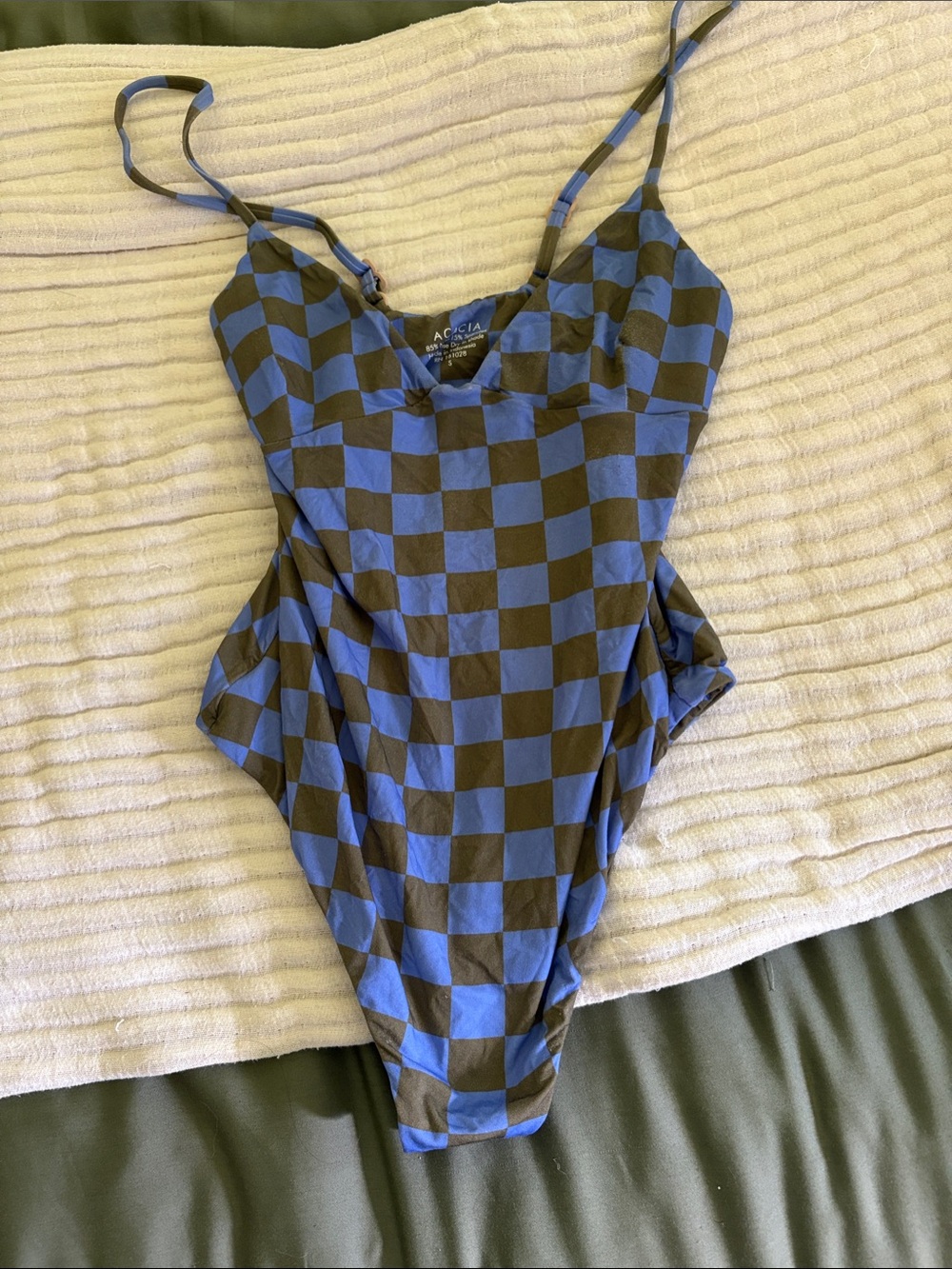 Acacia Blue Checkerboard One-Piece Swimsuit